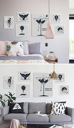 北欧简约风格抽象几何图案美式组合装饰画