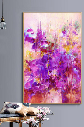 现代简约抽象紫色蒲公英蝴蝶装饰玄关