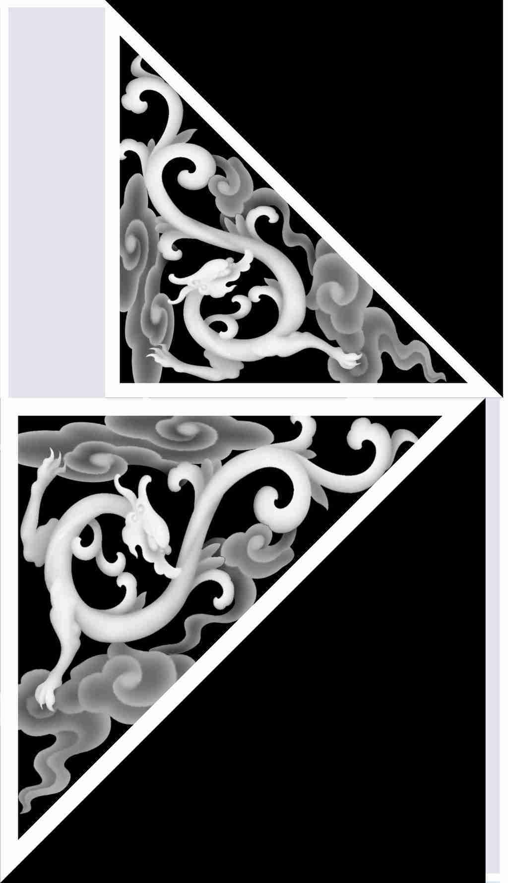 龙插角石雕石雕灰度图bmp格式