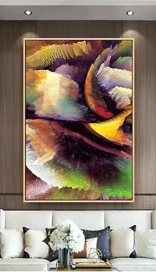 抽象唯美色块油画客厅玄关装饰画