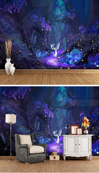 星空麋鹿画法水彩专题模板-星空麋鹿画法水彩图片素材下载-我图网