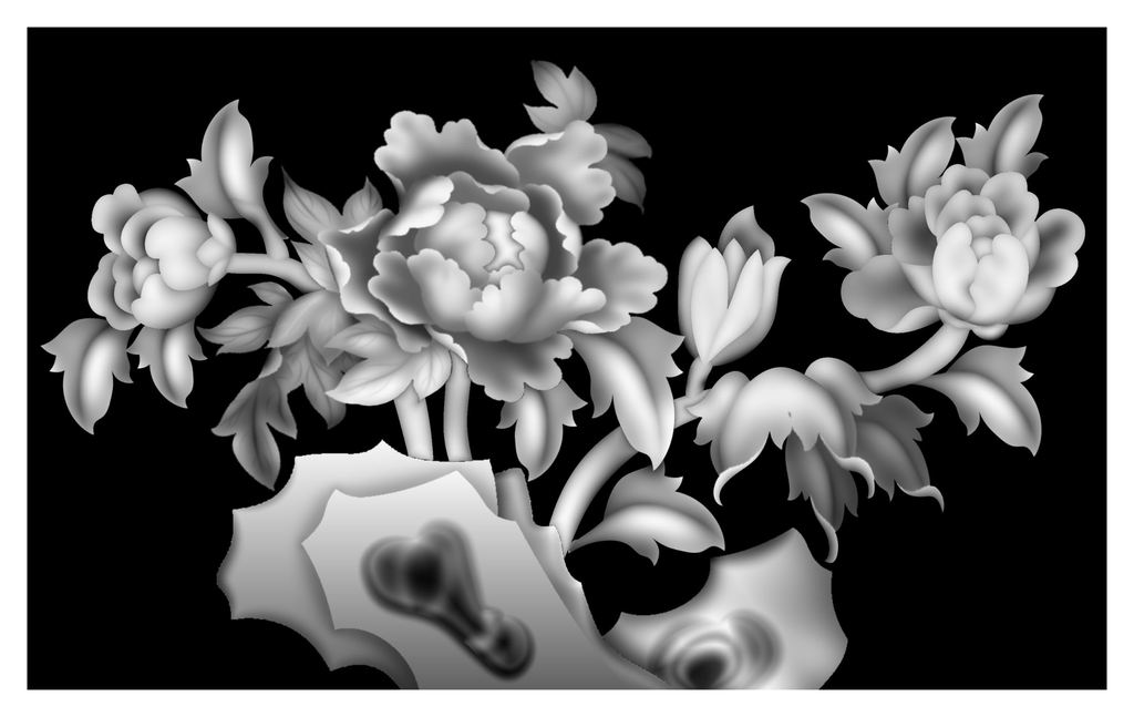 牡丹石雕灰度图bmp格式设计图下载(图片0.
