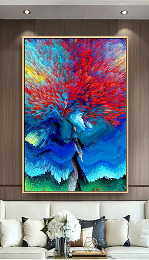 创意抽象唯美树炸裂颗粒油画客厅玄关装饰画
