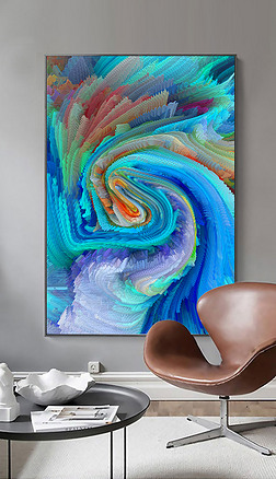 创意抽象炸裂漩涡蓝色客厅玄关装饰画