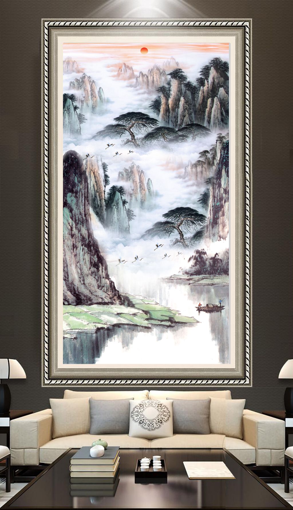 山水画国画云雾风景客厅壁画玄关素材简介我图网提供山水画国画云雾