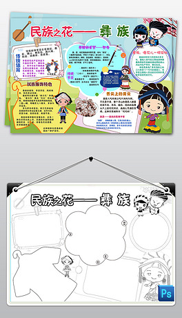 ps仫佬族少数民族习俗风俗服饰特色爱家乡美食卡通手抄报小报最近上传