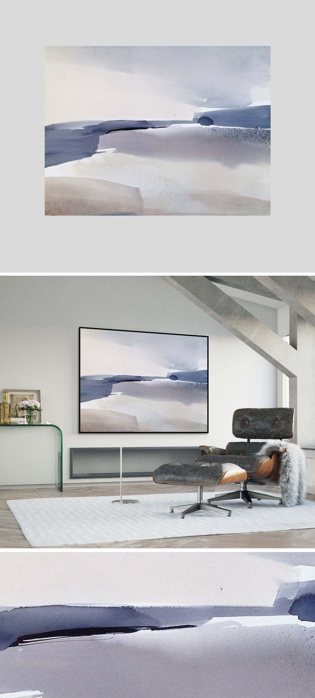 现代简约蓝色水墨抽象装饰画下载-编号17542394-抽象装饰画-我图网