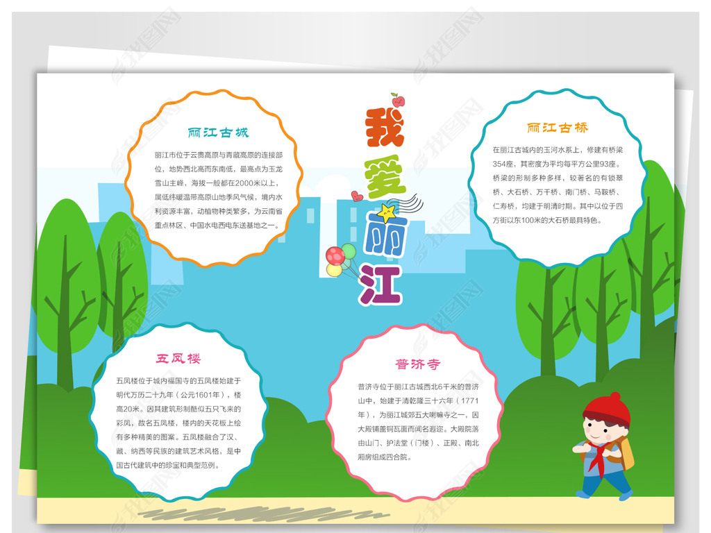 丽江旅游手抄报