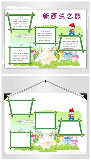 原创新西兰旅游手抄报版权可商用