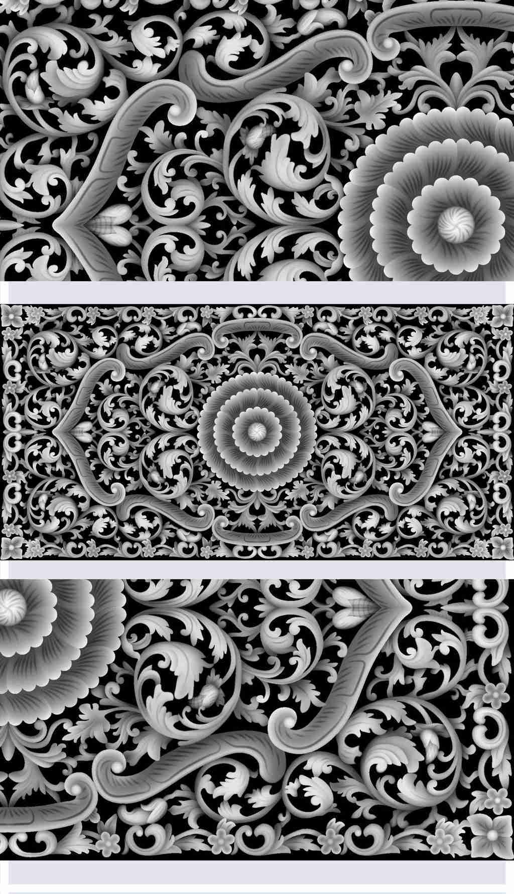 灰度图泰式横形洋花精雕图jdp格式bmp格式