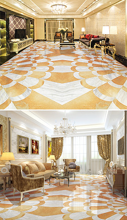 现代客厅高清大理石纹水刀地拼花瓷砖地板画