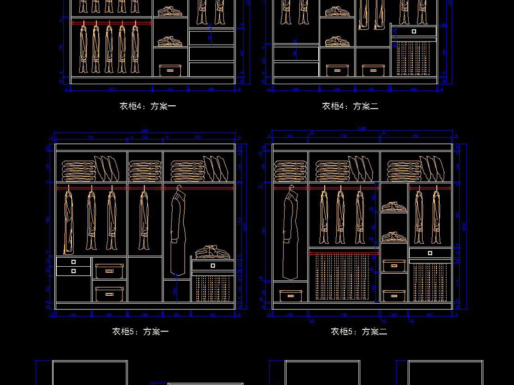 13款CAD定制衣柜常用内笼布置图