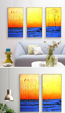 风景装饰画北欧风景画风景油画客厅挂画壁画