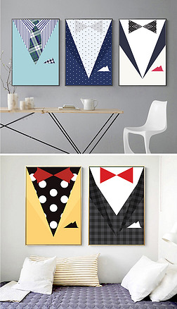 衬衫西服装饰画|西服衬衫领结领带简约装饰画