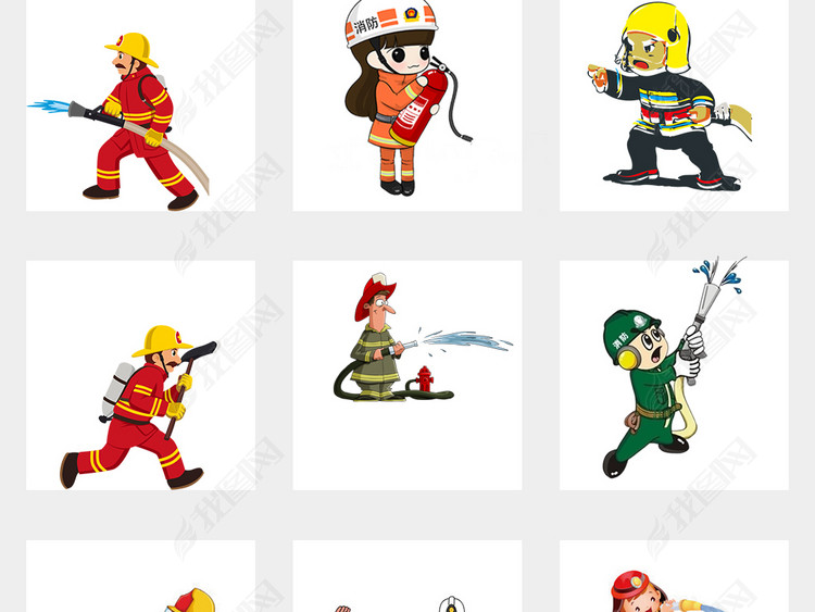 卡通救火消防员漫画人物png免扣素材