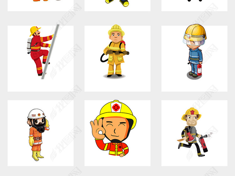 卡通救火消防员漫画人物png免扣素材