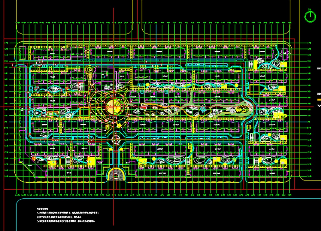 小区景观CAD布局设计图