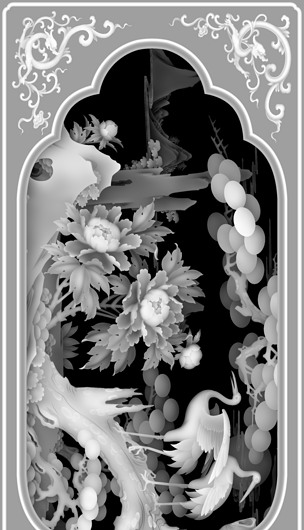 长方形精雕灰度图