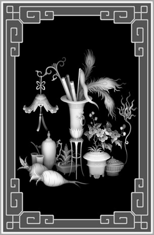 原创长方形精雕灰度图