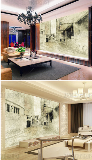 东欧手绘彩色废弃工厂