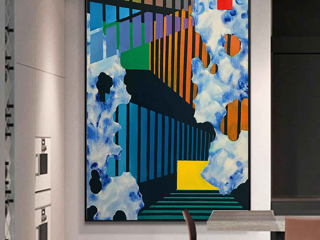 现代抽象北欧橙色创意手绘油画新中式装饰画