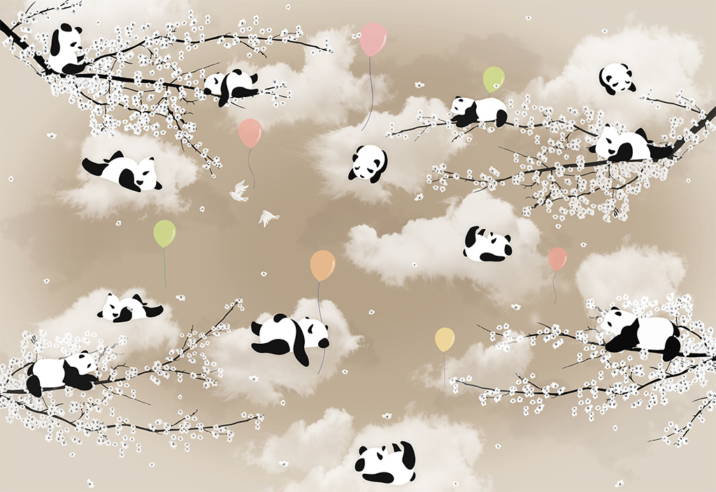 卡通熊猫背景墙