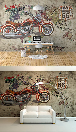 摩托赛车欧式复古涂鸦背景墙