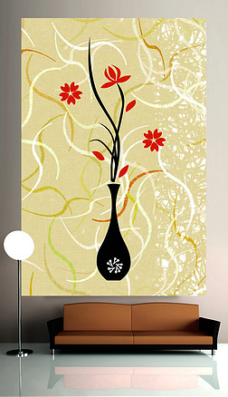 餐盘画图片简单装饰画|现代简单花瓶装饰画图片装饰图