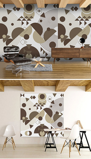 北欧简约个性几何方块半圆图形背景墙壁画