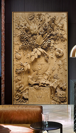 3d立体浮雕玫瑰花虞美人玄关装饰画