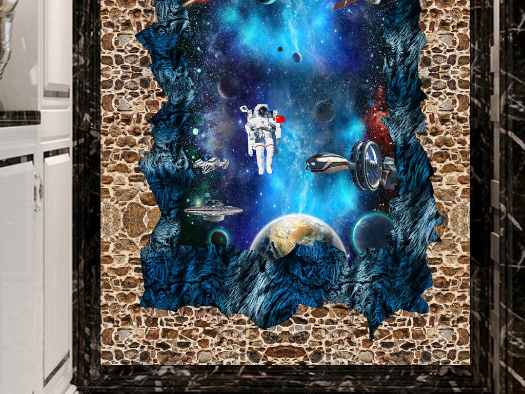 宇宙星空3d立体画地画
