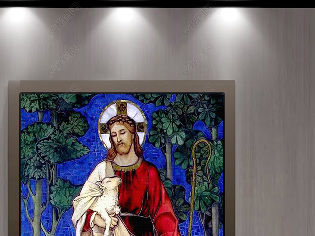 基督教手绘油画神圣耶稣客厅欧式玄关装饰画