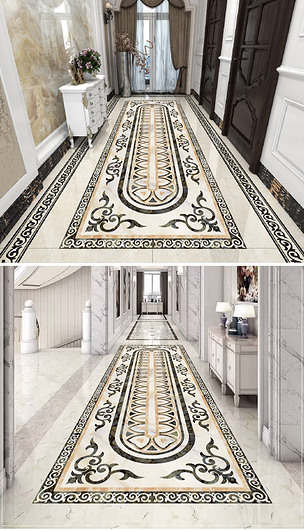 大理石水刀拼花过道走廊