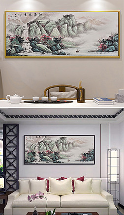 春晓装饰画装饰画|新中式水墨桃源春晓客厅无框装饰画