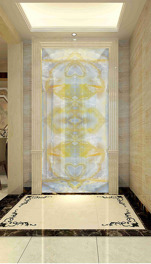 超清复式背景拼花大理石纹玉石玄关背景墙