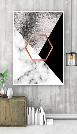 抽象线条大理石纹理几何装饰画