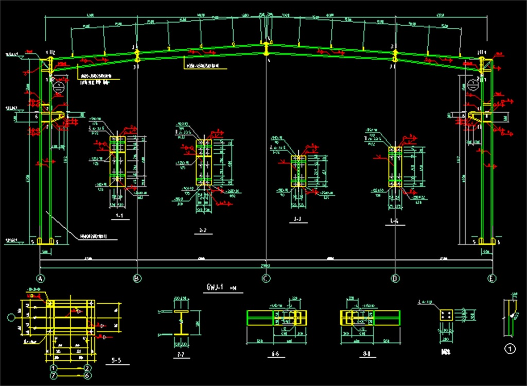cad图库 建筑cad图纸 其他 > 钢结构厂房cad设计图 素材图片参数