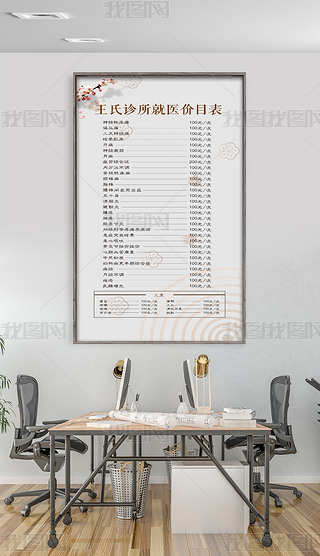 按摩价目表展板设计|中医诊疗小儿理疗医院诊所价目表展板