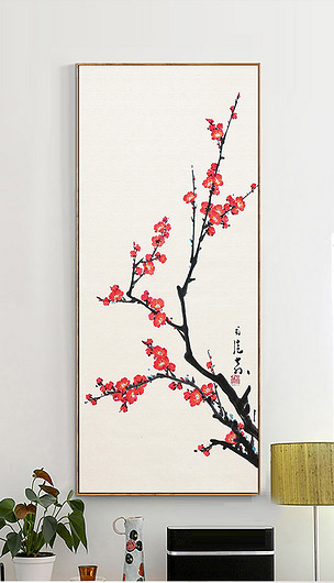 新中式水墨梅花无框画挂画室内装饰画