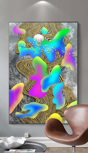 北欧金色炫彩抽象镭射渐变装饰画