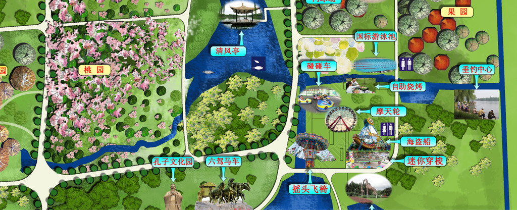原创游乐园景区平面设计游览导游图版权可商用