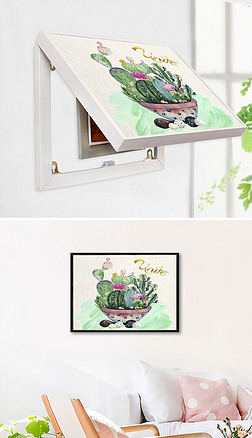 电箱系列装饰画粉色可爱巴黎手绘电表箱装饰