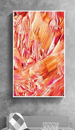 油漆抽象画装饰画|黄色红色油漆涂鸦色块抽象装饰画无框画