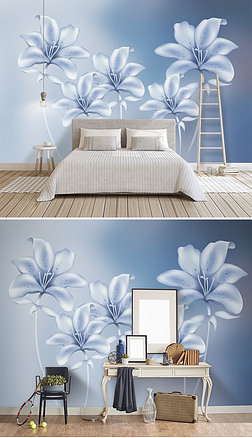 3d立体花背景墙水晶百合花小清新装饰画