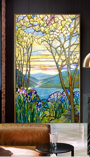 现代时尚彩色玻璃风景画欧式装饰画