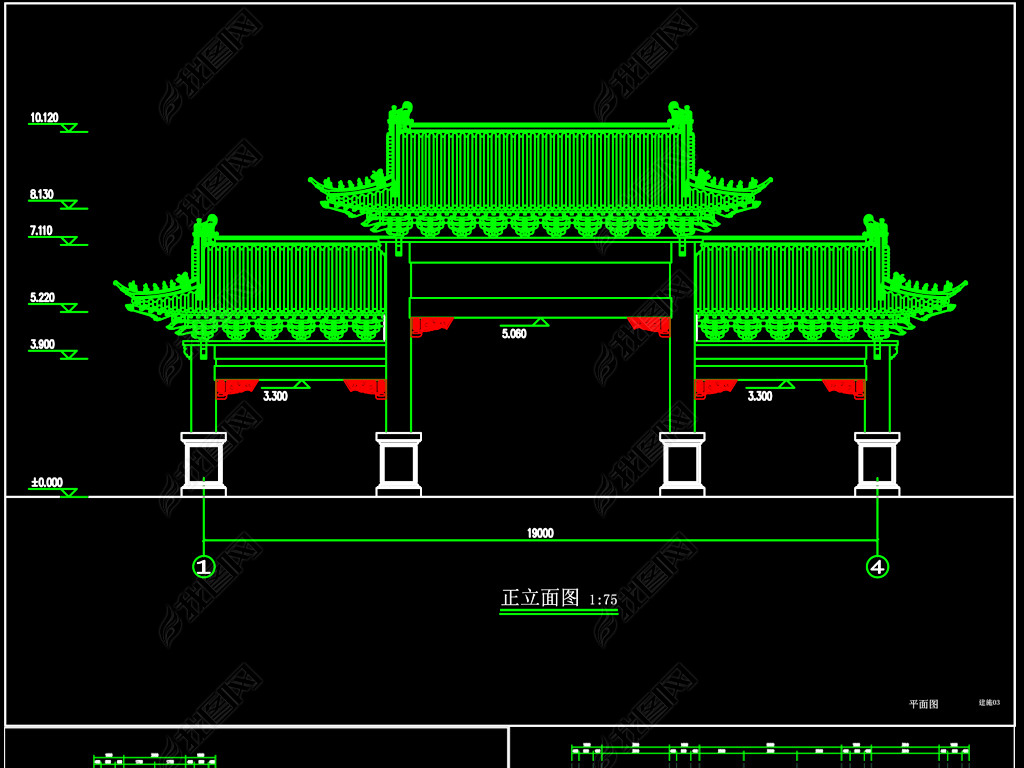 原创门楼古建筑建筑结构施工cad图纸