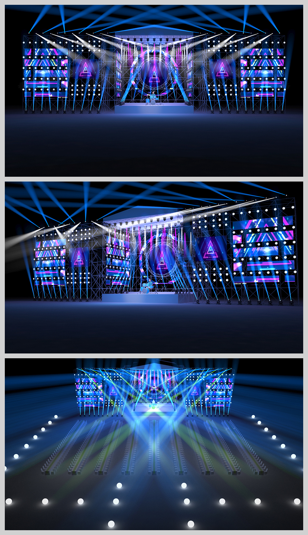 原创企业年会及音乐节舞美效果图3D模型下载-版权可商用