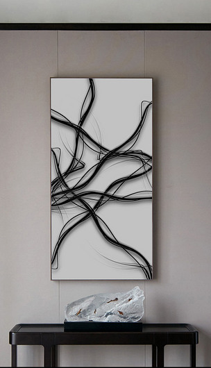 现代简约创意黑色线条艺术立体装饰画