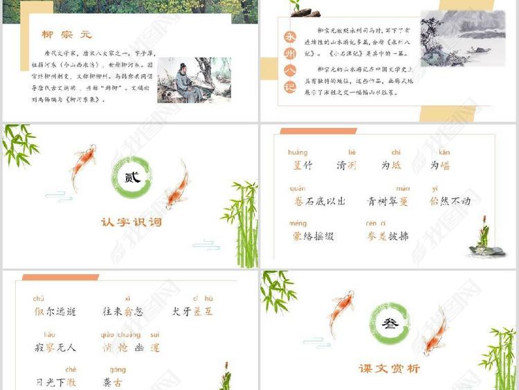 小石潭记人教版初中语文教学课件PPT模板