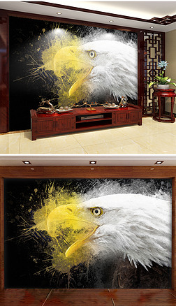 高清手绘泼墨鹰头